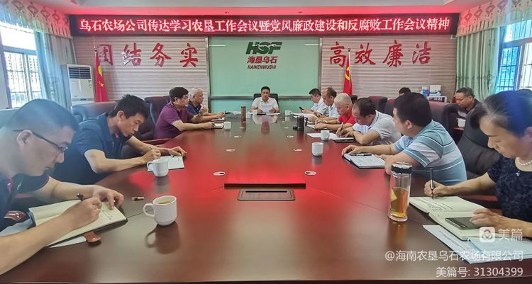 烏石農(nóng)場(chǎng)公司傳達(dá)學(xué)習(xí)海墾集團(tuán)2023年工作會(huì)議暨黨風(fēng)廉政建設(shè)和反腐敗工作會(huì)議精神